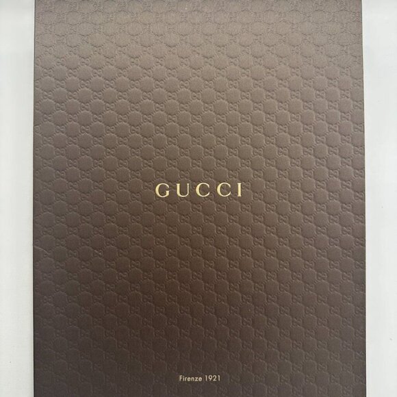 Authentic GUCCI Full size Brown/Gold Portfolio File Folder w/Pocket - Picture 1 of 5